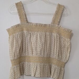 Kate Quinn Sleeveless Tank Elastic Ruffle Organic Cotton Beach Vacation Sz XL